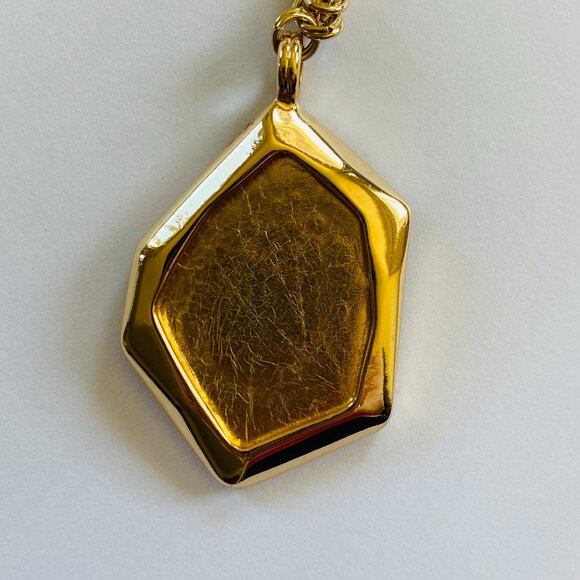 Chico's Gold Tone Large Pendant Statement Necklace Rolo Chain 18 inches - Picture 3 of 10